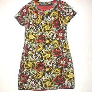 Boden Women's Corderoy Round Neckline Floral Shift Dress with Pockets Sz 12R